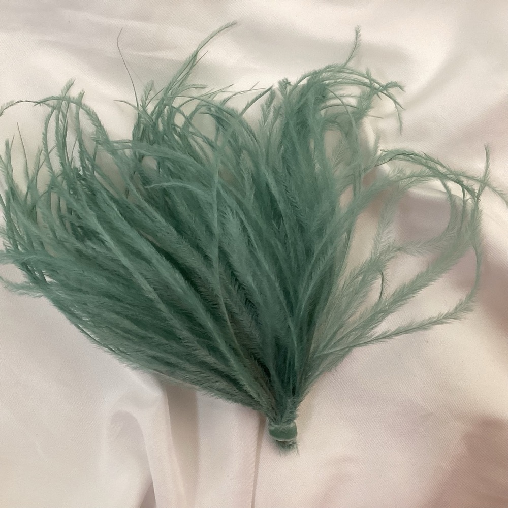 Large sea foam green ostrich feather fashion pin/brooch.Handmade in USA
